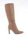 Zanni & Co Faux Suede Heeled Knee High Boots, Beige