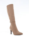 Zanni & Co Faux Suede Heeled Knee High Boots, Beige