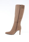Zanni & Co Faux Suede Heeled Knee High Boots, Beige