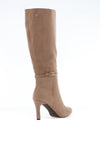 Zanni & Co Faux Suede Heeled Knee High Boots, Beige