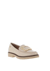 Zanni & Co Avray Gold Buckle Detail Loafers, Cream