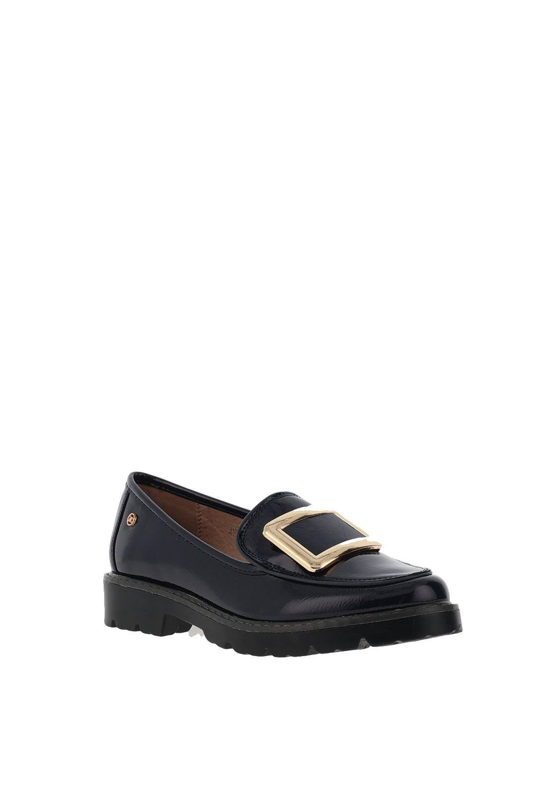 Zanni & Co Avray Gold Buckle Detail Loafers, Navy