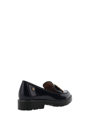 Zanni & Co Avray Gold Buckle Detail Loafers, Navy