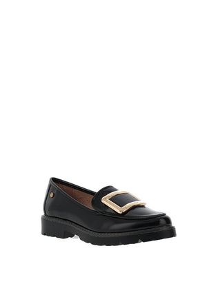 Zanni & Co Avray Gold Buckle Detail Loafers, Black
