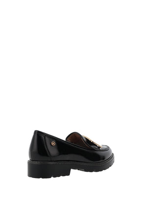 Zanni & Co Avray Gold Buckle Detail Loafers, Black