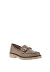 Zanni & Co Farkhor Gold Buckle Two Tone Loafers, Taupe and Metallic Grey