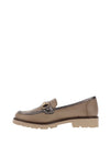 Zanni & Co Farkhor Gold Buckle Two Tone Loafers, Taupe and Metallic Grey