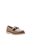 Zanni & Co Farkhor Gold Buckle Two Tone Loafers, Nude and Pearl
