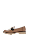 Zanni & Co Farkhor Gold Buckle Two Tone Loafers, Nude and Pearl