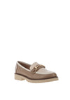 Zanni & Co Farkhor Gold Buckle Two Tone Loafers, Cream and Beige