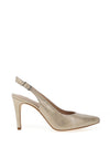 Zany Shimmer Sling Back Court Shoes, Beige