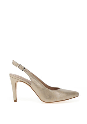Zany Shimmer Sling Back Court Shoes, Beige
