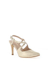 Zany Shimmer Cross Strap Court Shoes, Gold