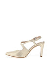 Zany Shimmer Cross Strap Court Shoes, Gold