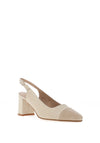 Zany Shimmer Croc Effect Heeled Shoe, Beige