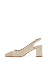 Zany Shimmer Croc Effect Heeled Shoe, Beige