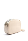 Zen Collection Pebbled Faux Leather Triple Pocket Crossbody Bag, Light Beige