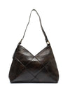 Zen Collection V-Cut Faux Leather Shoulder Bag, Dark Brown