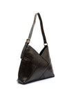 Zen Collection V-Cut Faux Leather Shoulder Bag, Dark Brown