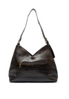 Zen Collection V-Cut Faux Leather Shoulder Bag, Dark Brown