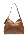 Zen Collection V-Cut Faux Leather Shoulder Bag, Tan