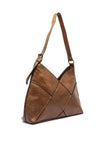 Zen Collection V-Cut Faux Leather Shoulder Bag, Tan
