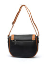 Zen Collection Embossed Logo Flap Over Saddle Bag, Black