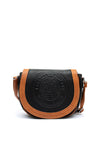 Zen Collection Embossed Logo Flap Over Saddle Bag, Black