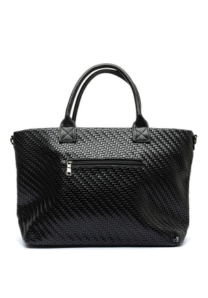 Zen Collection Woven Texture Tote Bag, Black