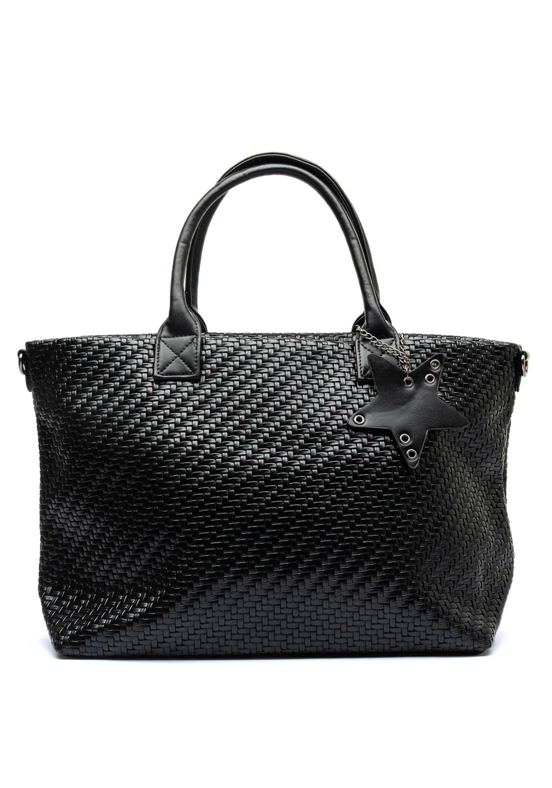 Zen Collection Woven Texture Tote Bag, Black
