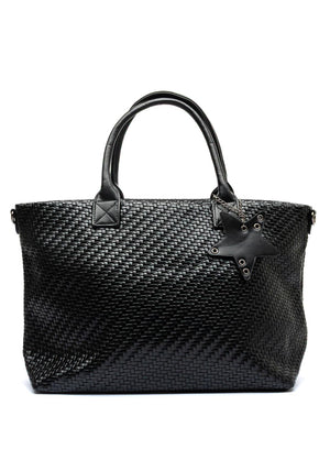 Zen Collection Woven Texture Tote Bag, Black