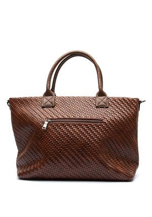 Zen Collection Woven Texture Tote Bag, Brown