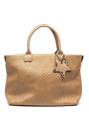 Zen Collection Woven Texture Tote Bag, Beige
