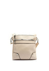 Zen Collection Pebbled Faux Leather Multi Zip Crossbody Bag, Light Beige