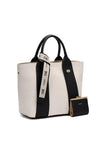 Zen Collection Stripe Medium Satchel Bag, Black & Cream