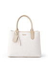 Zen Collection Faux Pebbled Leather Medium Grab Bag, White