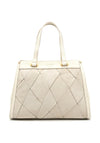 Zen Collection Woven Textured Panel Medium Shoulder Bag, Light Beige