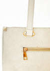 Zen Collection Woven Textured Panel Medium Shoulder Bag, Light Beige