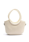 Zen Collection Trapeze Braided Double Handle Grab Bag, Beige