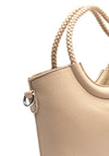 Zen Collection Trapeze Braided Double Handle Grab Bag, Taupe