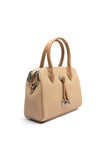 Zen Collection Woven Textured Dome Shaped Grab Bag, Warm Beige