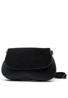 Zen Collection Flap Over Suedette Detail Crossbody Bag, Black