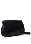 Zen Collection Flap Over Suedette Detail Crossbody Bag, Black