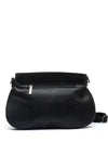 Zen Collection Flap Over Suedette Detail Crossbody Bag, Black