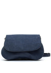 Zen Collection Flap Over Suedette Detail Crossbody Bag, Blue