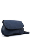 Zen Collection Flap Over Suedette Detail Crossbody Bag, Blue
