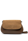 Zen Collection Flap Over Suedette Detail Crossbody Bag, Beige