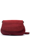Zen Collection Flap Over Suedette Detail Crossbody Bag, Wine
