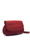 Zen Collection Flap Over Suedette Detail Crossbody Bag, Wine
