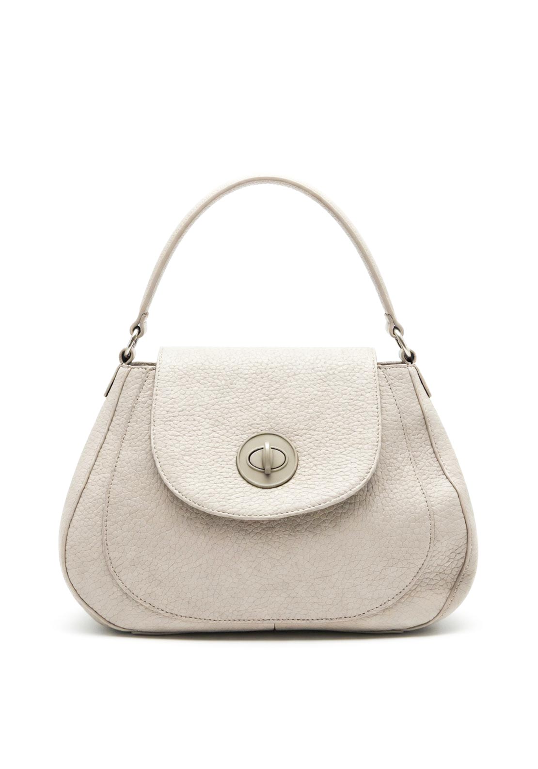 Zen Collection Faux Pebbled Leather Flap Over Shoulder Bag, Grey